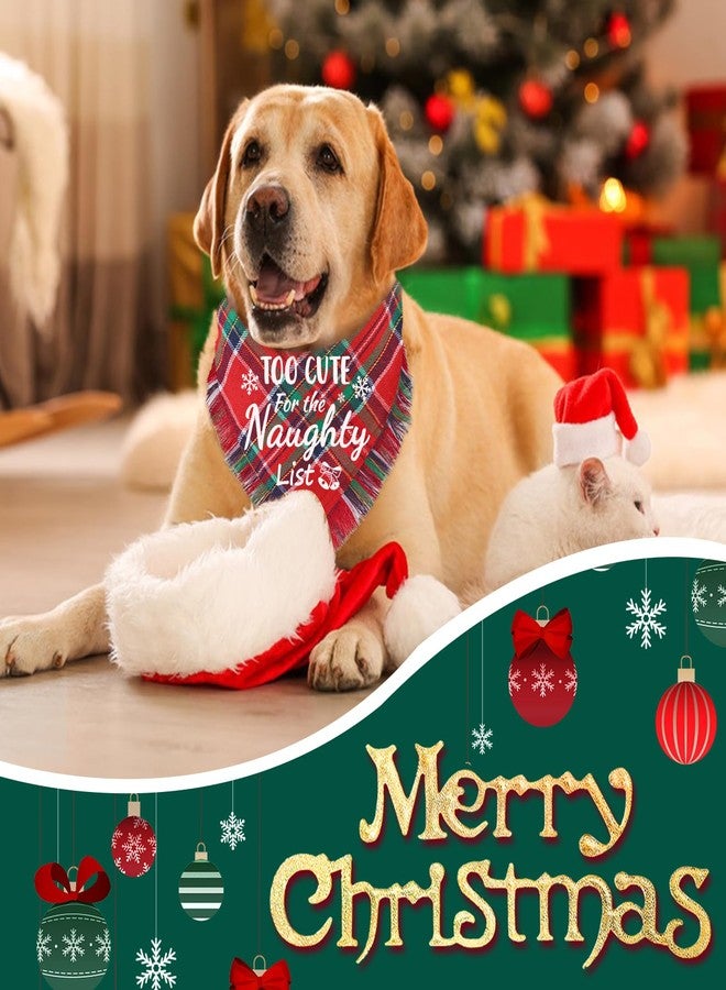 duludulu 3 Pack Christmas Dog Bandanas with Tassels Edges Merry Christmas Printing Stylish Plaid Bandana Funny Xmas Scarf Bibs Bananas for Dogs Pet Holiday Accessories Decoration - Image 5